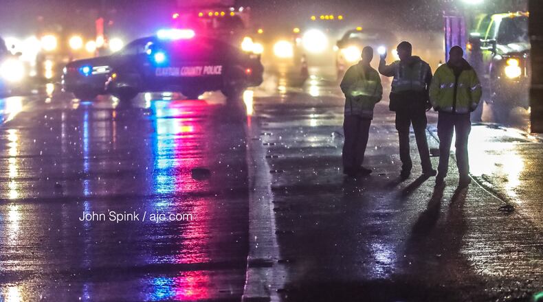 Clayton County authorities investigate after a pedestrian was hit and killed on I-75 South just past I-285 Thursday morning.