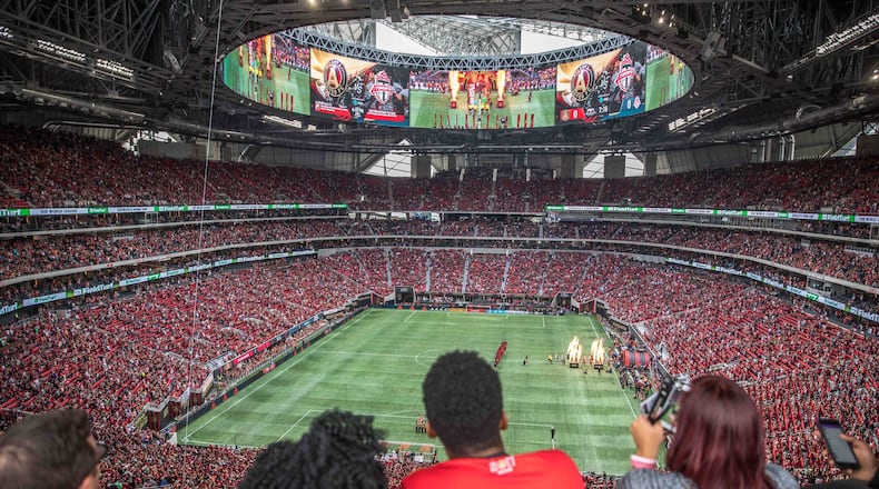 Soccer fans fill the stands at Mercedes-Benz Stadium before a game in October between Atlanta United and Toronto FC. BRANDEN CAMP/SPECIAL