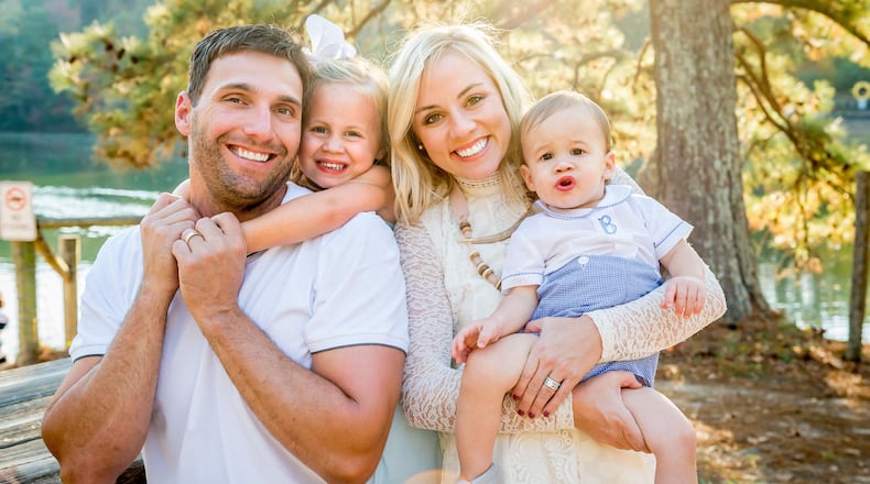 Jeff Francoeur, his wife Catie, daughter, Emma Cate and son, Brayden, following his retirement in 2017.