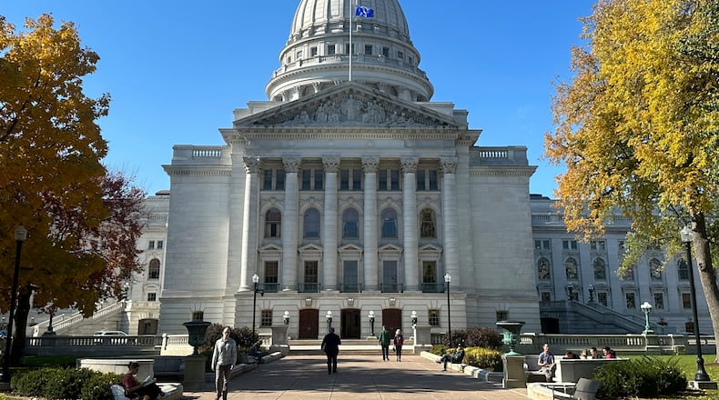 FILE - The Wisconsin Capitol is seen, Oct. 24, 2023, in Madison, Wis. (AP Photo/Scott Bauer, File)