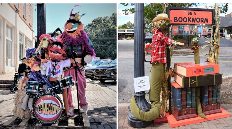 Two of the delightful scarecrow entries from the Roswell Woman's Club, 2022 Boo Y’all Scarecrows event. (Courtesy Roswell Woman's Club)