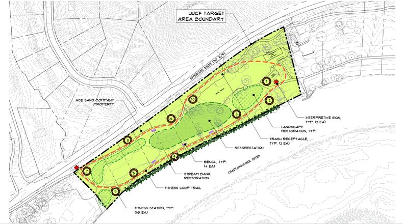 Roswell invites the public to review and provide feedback on the Environmental Assessment for the Park Fitness Loop Trail and Adventure Path project proposed along a tract of the river frontage that was previously occupied by the Ace Sand Company. (Courtesy City of Roswell)