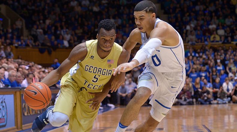 Josh Okogie leads Georgia Tech into the Yellow Jackets’ NIT second-round game against Belmont at noon Sunday. (Photo by Grant Halverson/Getty Images)
