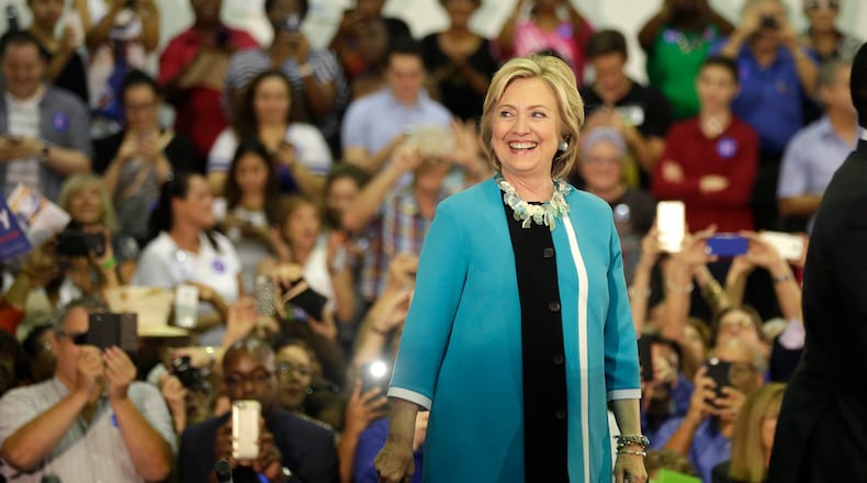 Democratic presidential candidate Hillary Rodham Clinton speaks during a campaign event at Broward College, Friday, Oct. 2, 2015, in Davie, Fla. (AP Photo/Lynne Sladky)