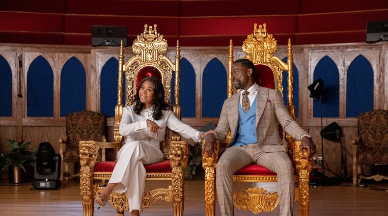 Regina Hall and Sterling K. Brown star as Trinitie and Lee-Curtis Childs in "Honk for Jesus. Save Your Soul," a Focus Features release.
Credit: Steve Swisher / © 2021 Pinky Promise LLC