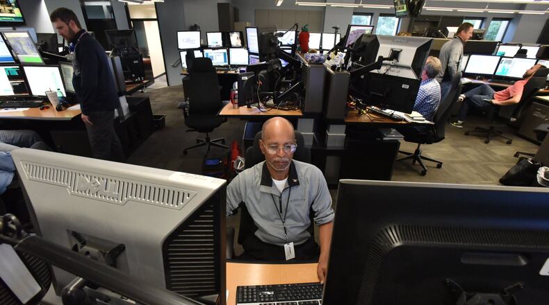 October 25, 2018 Atlanta - Joe Jackson, who will retire after 50 years, is back to work after his retirement gathering at Delta Operations/Customer Center on Thursday, October 25, 2018. Joe Jackson, Delta’s first African American dispatcher and duty director is retiring after 50 years at Delta. Joe started his career at Delta in 1968 first on the ramp in Florida before becoming a dispatcher in 1980 here in Atlanta. He’s been in Delta’s Operations and Customer Center ever since, eventually rising to the level of Duty Director where he had oversight over Delta’s entire global operation. HYOSUB SHIN / HSHIN@AJC.COM