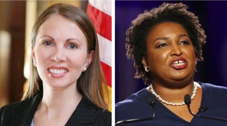Stacey Evans and Stacey Abrams are squaring off in the Democratic primary. AJC file.