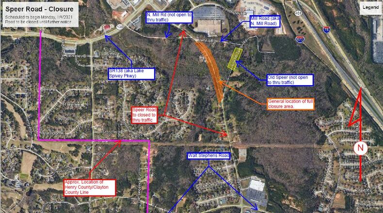 A map showing the locations of expected road closures.