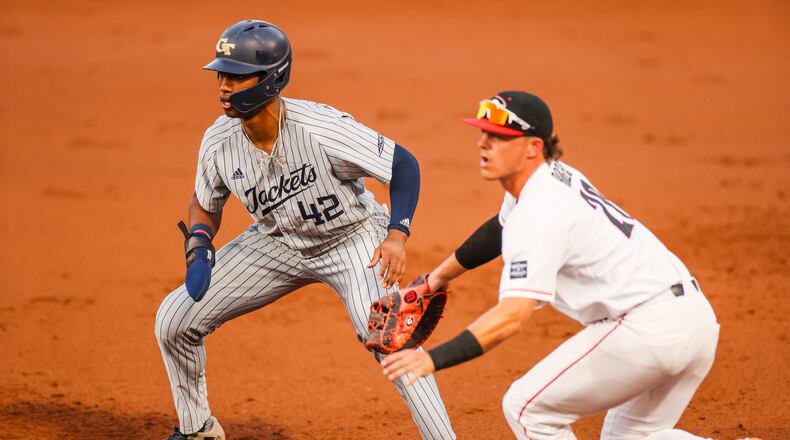 Georgia Tech and Georgia play at Foley Field in Athens, Ga., on Tuesday, April 27, 2021. (Photo by Tony Walsh)