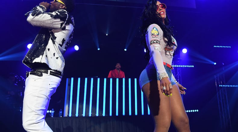 ATLANTA, GA - JULY 22: Gucci Mane and Keyshia Ka'oir performs on stage at Gucci and Friends Homecoming Concert at Fox Theatre on July 22, 2016 in Atlanta, Georgia. (Photo by Paras Griffin/Getty Images for Atlantic Records)
