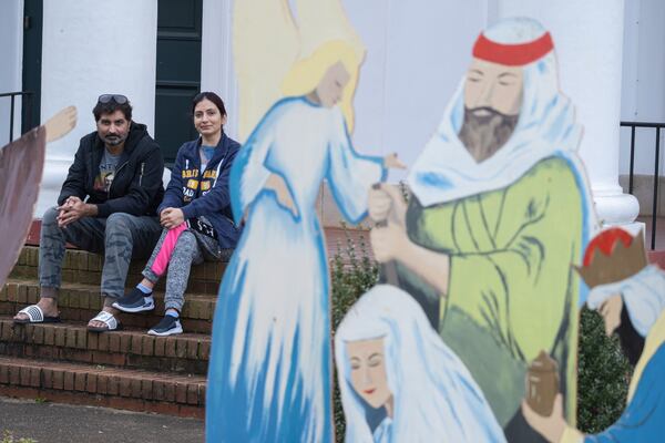 Anand Sawlani and his wife Kiran Nawani, who are asylum seekers from Pakistan, are living in a converted Sunday school room at Columbia Presbyterian Church in Decatur. Ben Gray for the Atlanta Journal-Constitution