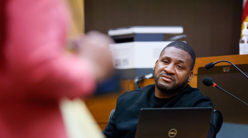 Antonio Sledge, a former co-defendant of Atlanta rapper Young Thug, testifies at the Fulton County Courthouse in Atlanta on Wednesday, Sept. 4., 2024. File photo. 
(Miguel Martinez / AJC)