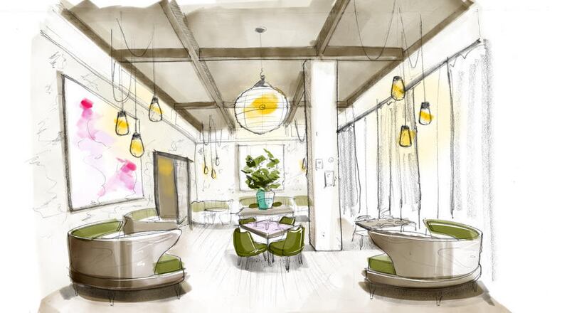 Renderings of Lyla Lila's main dining room.