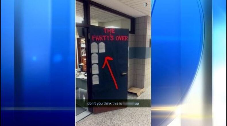 Parents and students were outraged over an anti-alcohol, drugs display at the school. (Photo: WPXI.com)