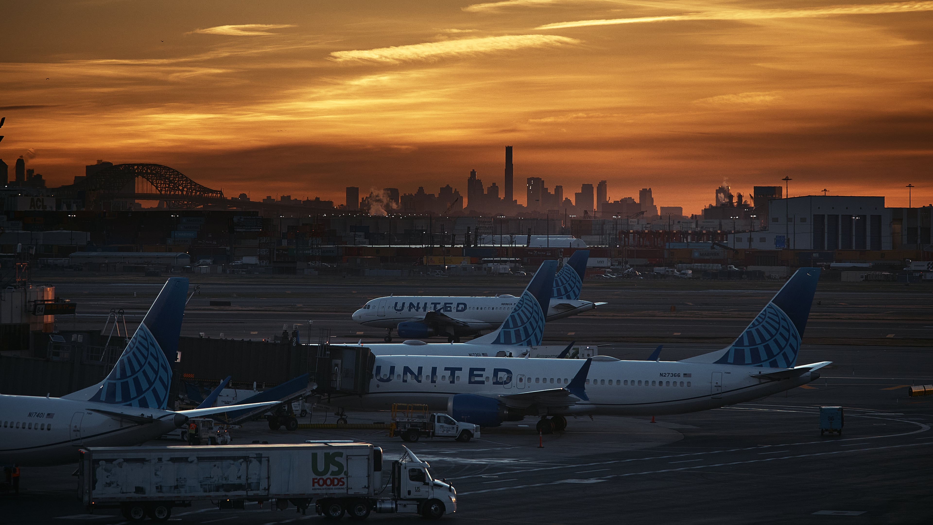 Planes are seen at Newark Liberty International Airport on Friday, Nov. 7, 2025, in Newark, N.J. (AP Photo/Andres Kudacki)