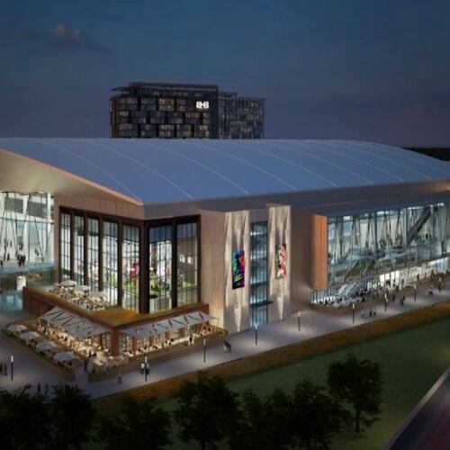 This is a rendering of a proposed "NHL-ready" hockey arena at The Gathering at South Forsyth mixed-use project roughly 30 miles north of downtown Atlanta. (Courtesy of The Gathering at South Forsyth)