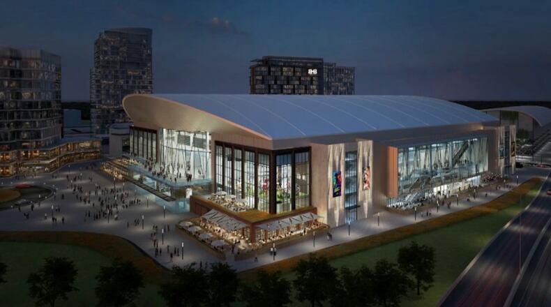 This is a rendering of a proposed "NHL-ready" hockey arena at The Gathering at South Forsyth mixed-use project roughly 30 miles north of downtown Atlanta. (Courtesy of The Gathering at South Forsyth)