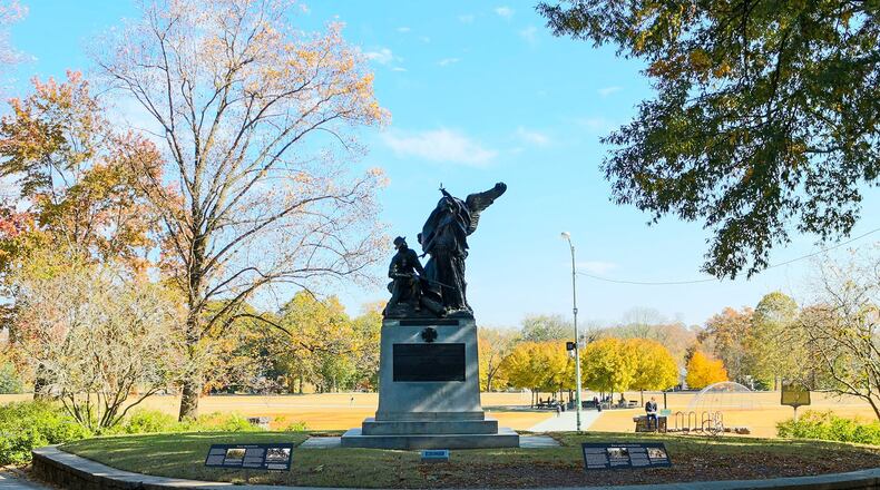 The Peace Monument in Atlanta’s Piedmont Park. The city is erecting contextual markers next to four Confederate monuments to address the role of slavery in the Civil War.