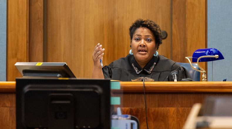 Newport News Circuit Court Judge Rebecca M. Robinson speaks during the trial of Ebony Parker on felony child neglect charges at Newport News Circuit Court in Newport News, Va., Wednesday, May 20, 2026. (Peter Casey/The Virginian-Pilot via AP, Pool)