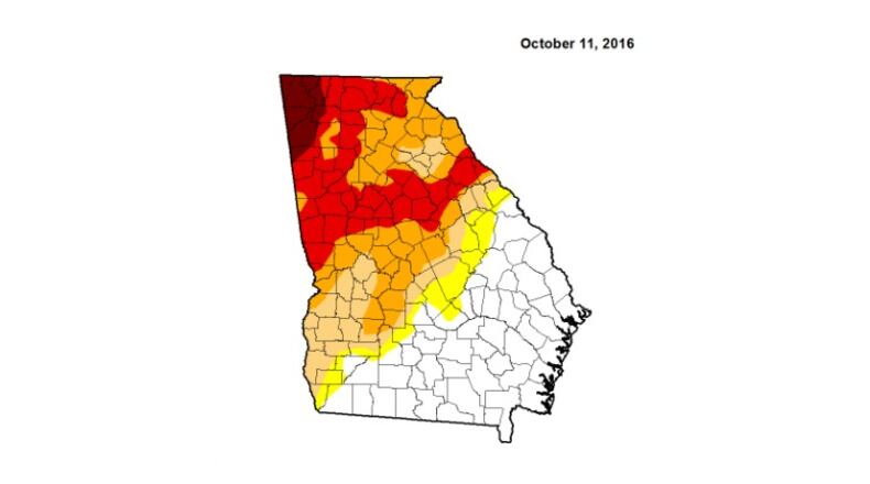 The U.S. drought monitor released Thursday shows exceptional drought in the northeast (indicated by maroon color) and extreme drought in red. The lowest level, abnormally dry, is indicated in yellow.