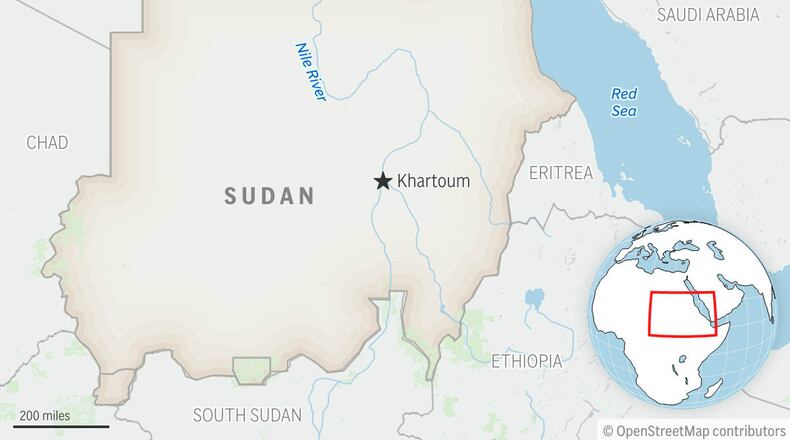 This is a locator map for Sudan with its capital, Khartoum. (AP Photo)