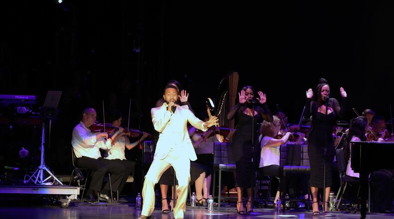 John Legend and the Atlanta Symphony Orchestra entertained a large Ameris Bank Amphitheatre crowd on Monday, September 9, 2024, in Alpharetta. 
Robb Cohen for the Atlanta Journal-Constitution