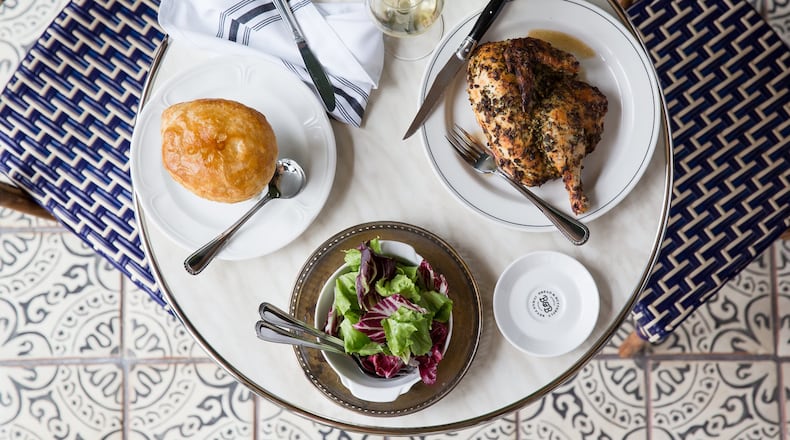 Chicory Salad, Chicken Roasted with Creme Fraiche and Herbs, Tomato Soup En Croute (Amy Sinclair)