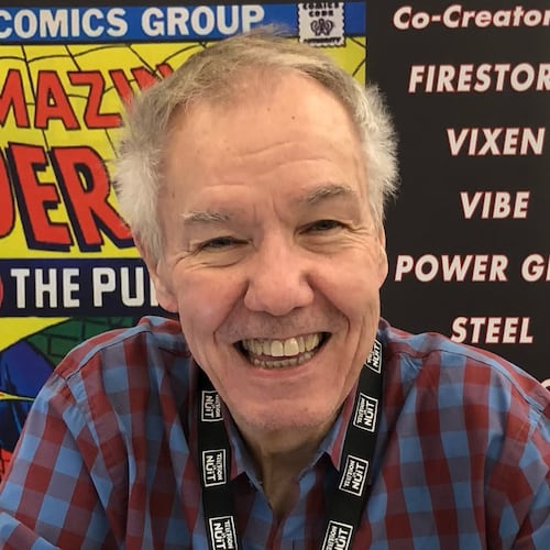 In this photo provided by Laura Conway, comic book writer Gerry Conway poses for a photo at Montreal Comiccon in Montreal, July 7, 2018. (Laura Conway via AP)