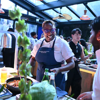 Mashama Bailey joins the American Express Culinary Collective by The Centurion Lounge event at K'Far in Brooklyn on July 22, 2025. (Bryan Bedder/Getty Images for American Express)