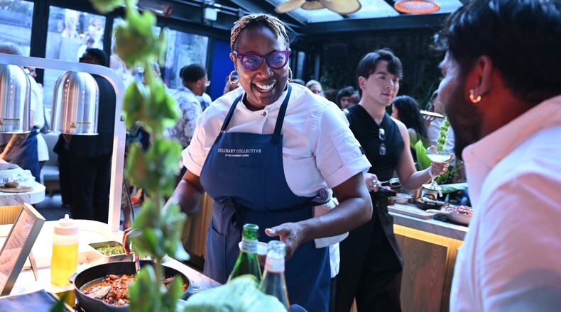 Mashama Bailey joins the American Express Culinary Collective by The Centurion Lounge event at K'Far in Brooklyn on July 22, 2025. (Bryan Bedder/Getty Images for American Express)