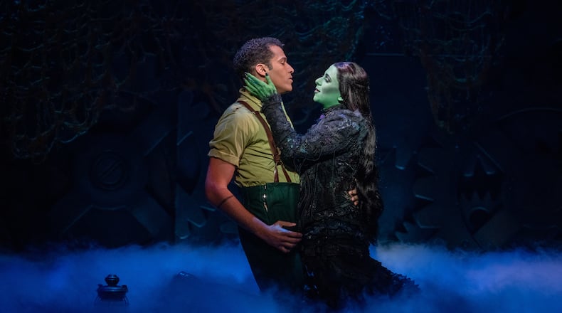 In the musical “Wicked,” at the Fox Theatre through July 30, Christian Thompson plays Fiyero and Olivia Valli is Elphaba, the Wicked Witch of the West.