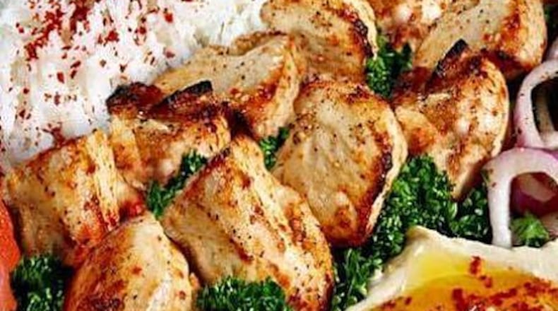 Charbroiled chicken kabobs are among the healthy options at Pita Corner in Lawrenceville.