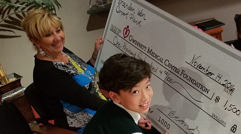 Brandon Won, 10, recently donated $1,500 to the Gwinnett Medical Center Foundation in honor of the doctors and staff treating his grandmother for cancer. (Credit: Gwinnett Medical Center Foundation)