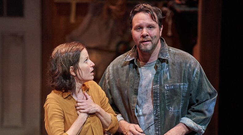 Cynthia Barrett and Travis Smith appear in the romantic comedy-drama “Be Here Now” at Aurora Theatre. CONTRIBUTED BY CHRIS BARTELSKI