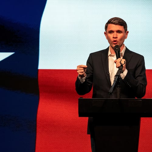 Texas state Rep. and Democratic Senate candidate James Talarico attends a rally in Houston, Wednesday, May 27, 2026. (AP Photo/Joel Angel Juarez)