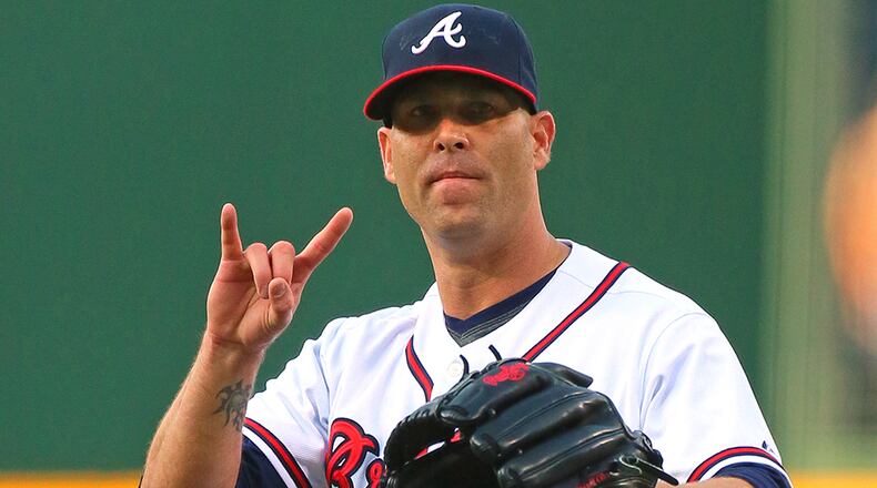 Tim Hudson last pitched for the Braves in 2013. His last season in baseball was with San Francisco in 2015.