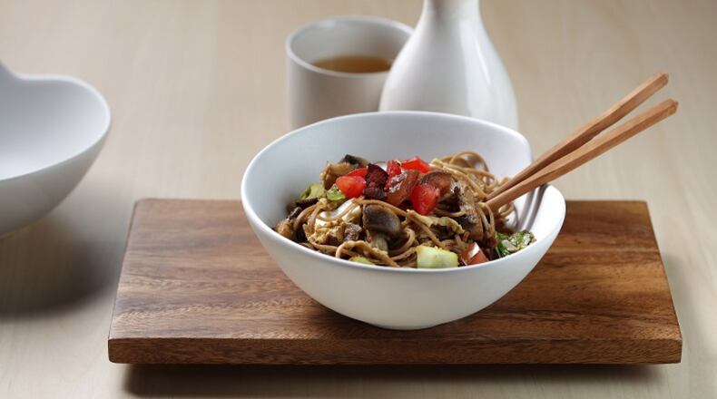 Breakfast yakisoba is a dish of ramen noodles in a happy tangle with bacon and eggs. (E. Jason Wambsgans/Chicago Tribune/TNS)