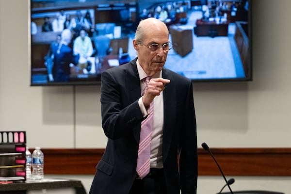 Defense attorney Bruce Harvey speaks during the sentencing hearing for his client, Kashman Thomas, on Thursday. (Ben Hendren for the AJC)