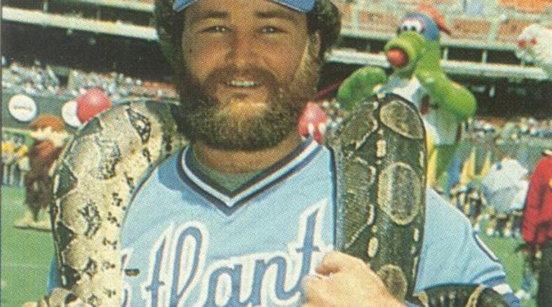 Glenn Hubbard's 1984 baseball card had a lot going on.