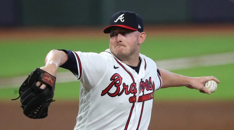 Proof positive that the Braves Tyler Matzek has made it back: He delivers against the Miami Marlins during Game 1 of the National League Division Series. “Curtis Compton / Curtis.Compton@ajc.com”