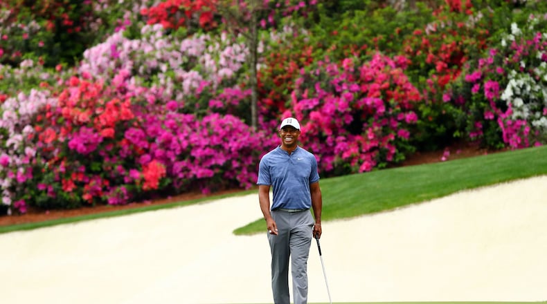 Tiger Woods during a practice round at Augusta.