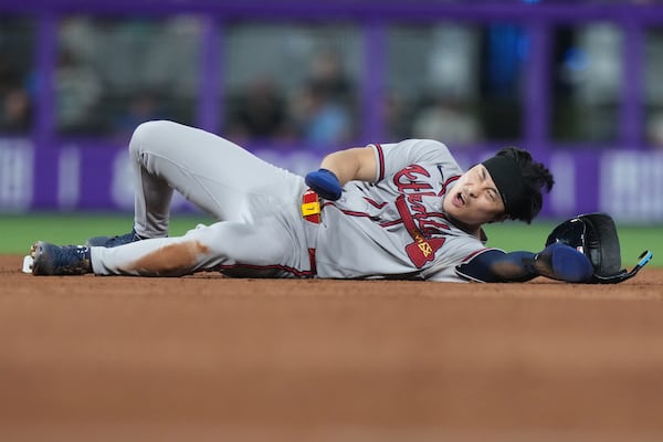 A rare sight in 2026: Ha-Seong Kim on base. (Lynne Sladky/AP)