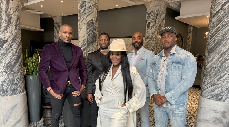 Kevin Savage (from left), Maurice Johnson, Ardre Orie, Rod Minger and Stevie Baggs Jr. are among the team behind the new play "The Heart of a Man." The play will have two shows at Synchronicity Theatre on May 18, 2024. Handout.