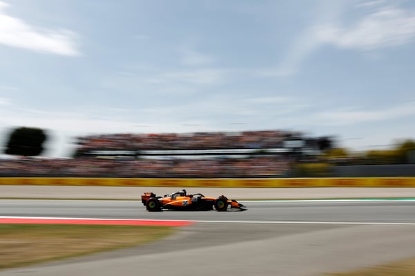 McLaren driver Oscar Piastri of Australia steers his car during the Spanish Grand Prix Formula One race at the Barcelona Catalunya racetrack in Montmelo, near Barcelona, Spain, Sunday, June 1, 2025. (AP Photo/Joan Monfort)