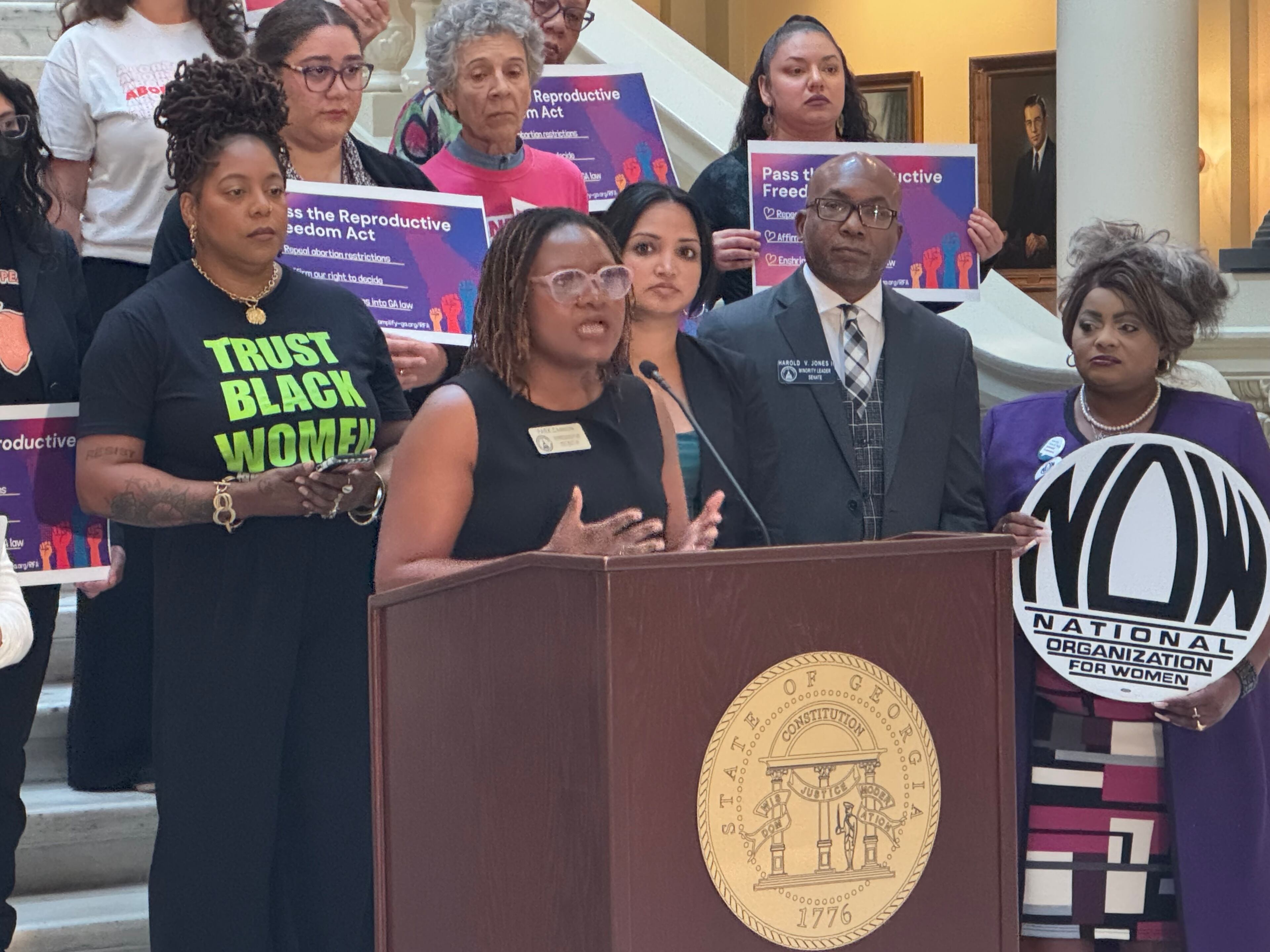 Georgia state Rep. Park Cannon, D-Atlanta, spoke at a news conference at the Capitol in Atlanta on Thursday.