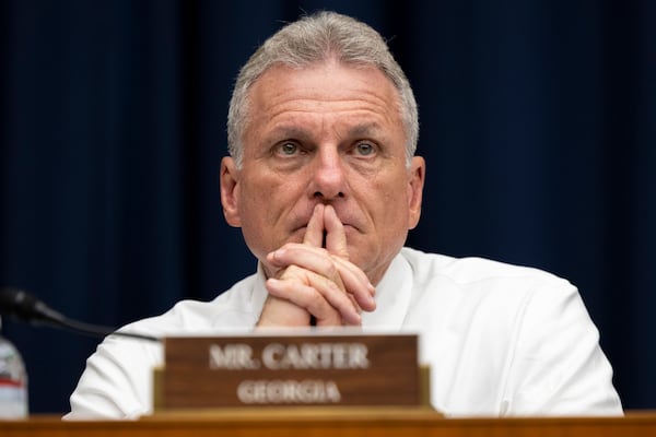 U.S. Rep. Buddy Carter, R-St. Simons Island, is seen during a 2025 House Energy and Commerce hearing in Washington. (Nathan Posner for the AJC)