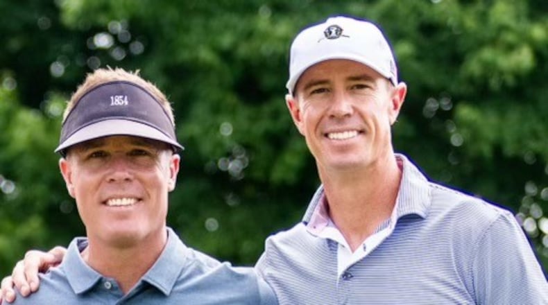 Falcons quarterbacking great Matt Ryan (right) poses for a photo with his older brother, Mike. The two brothers, Ryan said, are "as close as you can be." Ryan will be inducted into the Falcons' ring of honor Oct. 3, 2024 at halftime of the team's game against the New Orleans Saints. (Photo courtesy Matt Ryan)