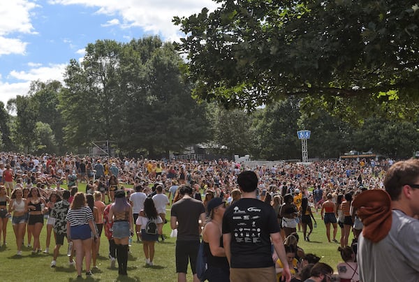 Piedmont Park gets full in a hurry during Music Midtown, as crowds gather for the two-day festival on Saturday, Sept. 15, 2018. Headliners this year include Imagine Dragons, Kendrick Lamar and Post Malone. (Photo: RYON HORNE/RHORNE@AJC.COM)