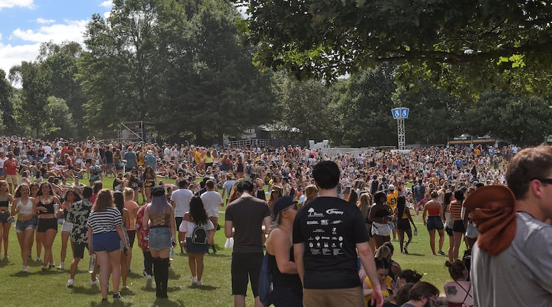 The crowds at Piedmont Park for Music Midtown in 2018. (Photo: RYON HORNE/RHORNE@AJC.COM)