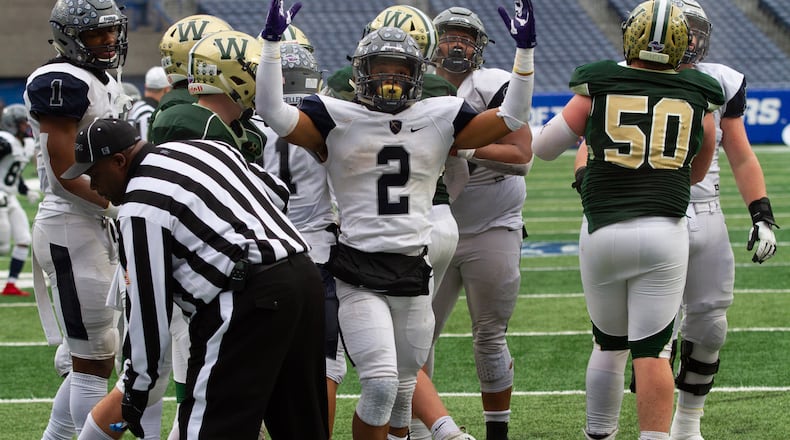 Eagle's Landing Christian Academy's Keaton Mitchell scores a touchdown during the Class A private state title football championship game against Wesleyan High School at Georgia State Stadium Friday, December 13, 2019.  STEVE SCHAEFER / SPECIAL TO THE AJC
